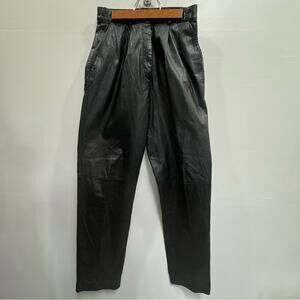 High Waist Leather Trousers Pleated pants Preston & York Size 8. Vintage